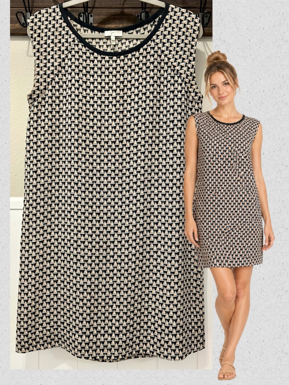 100% Silk Joie Osana Nautical Coastal Sailboat Vacation Casual Shift Dress Small